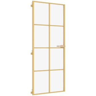 Binnendeur smal 93x201,5 cm gehard glas en aluminium goudkleur 2