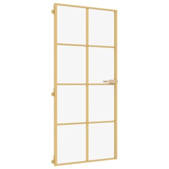 Binnendeur smal 93x201,5 cm gehard glas en aluminium goudkleur 3