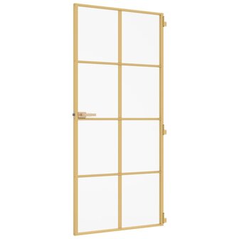 Binnendeur smal 93x201,5 cm gehard glas en aluminium goudkleur 5