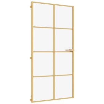 Binnendeur smal 102,5x201,5 cm gehard glas en aluminium goud 2