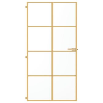 Binnendeur smal 102,5x201,5 cm gehard glas en aluminium goud 3