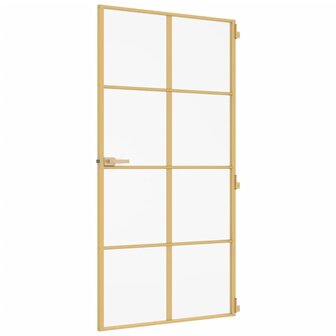 Binnendeur smal 102,5x201,5 cm gehard glas en aluminium goud 5