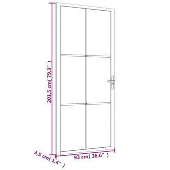 Binnendeur 93x201,5 cm matglas en aluminium zwart 7