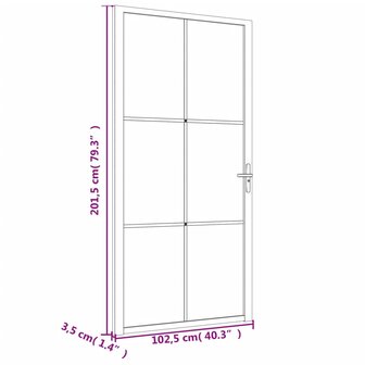 Binnendeur 102,5x201,5 cm ESG-glas en aluminium zwart 7