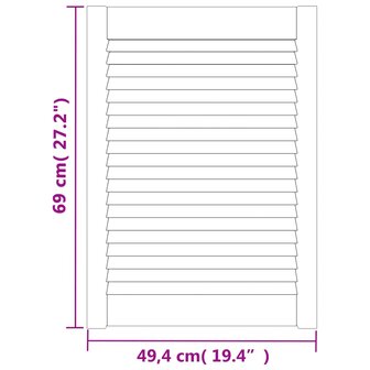 Kastdeuren met lamellen 2 st 69x49,4 cm massief grenenhout 6