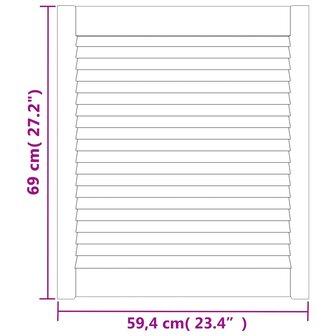 Kastdeuren met lamellen 2 st 69x59,4 cm massief grenenhout 6