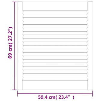 Kastdeuren met lamellen 4 st 69x59,4 cm massief grenenhout 6