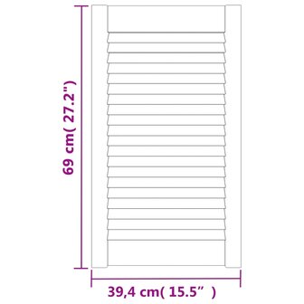 Kastdeuren met lamellen 4 st 69x39,4 cm massief grenenhout wit 6