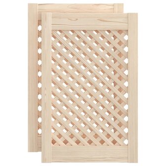 Kastdeuren met latwerk 2 st 39,5x61,5 cm massief grenenhout 2