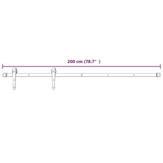 Beslagset voor schuifdeur 200 cm staal wit 7