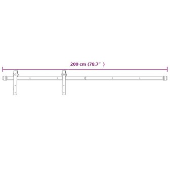 Beslagset voor schuifdeur 200 cm staal wit 7