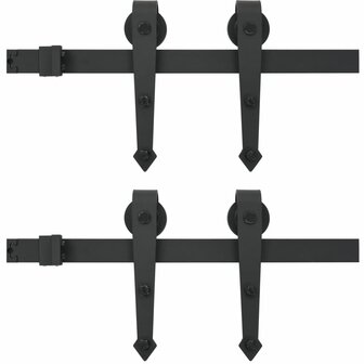 Onderdelenset voor schuifdeur 2x183 cm staal zwart 2