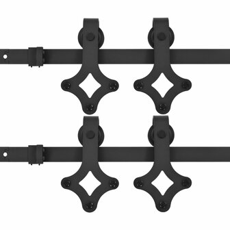 Hardwaresets voor schuifdeuren 2 st 200 cm staal zwart 2