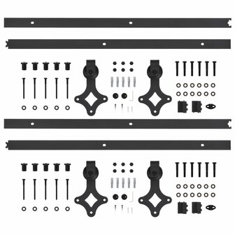 Hardwaresets voor schuifdeuren 2 st 200 cm staal zwart 4