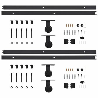 Hardwaresets voor schuifdeuren 2 st 200 cm staal zwart 4