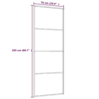 Schuifdeur 76x205 cm aluminium en ESG-glas zwart 5