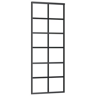 Schuifdeur 76x205 cm ESG-glas en aluminium zwart 2