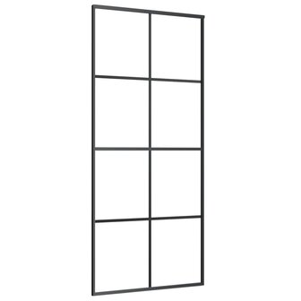 Schuifdeur 90x205 cm ESG-glas en aluminium zwart 2