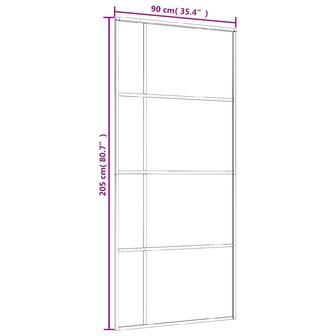 Schuifdeur 90x205 cm ESG-glas en aluminium zwart 6