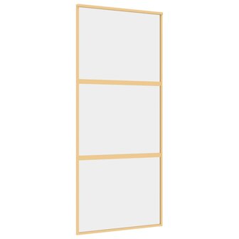 Schuifdeur 90x205 cm helder ESG-glas en aluminium goudkleurig 2