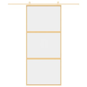 Schuifdeur 90x205 cm helder ESG-glas en aluminium goudkleurig 3