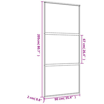 Schuifdeur 90x205 cm helder ESG-glas en aluminium goudkleurig 8