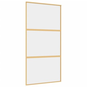 Schuifdeur 102,5x205 cm helder ESG-glas en aluminium goudkleur 2