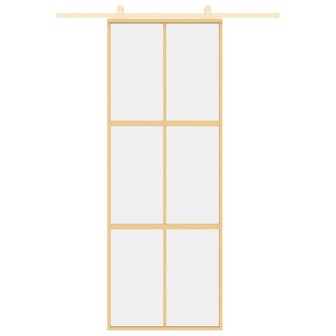 Schuifdeur 76x205 cm helder ESG-glas en aluminium goudkleurig 3