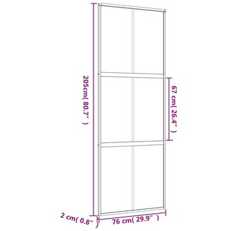 Schuifdeur 76x205 cm helder ESG-glas en aluminium goudkleurig 8