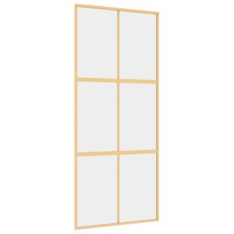 Schuifdeur 90x205 cm helder ESG-glas en aluminium goudkleurig 2