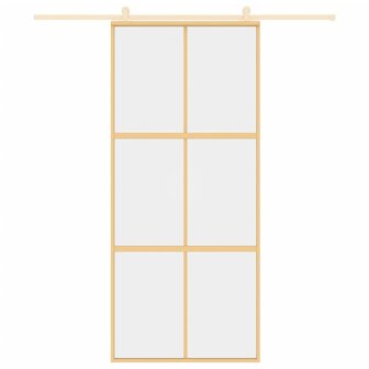 Schuifdeur 90x205 cm helder ESG-glas en aluminium goudkleurig 3