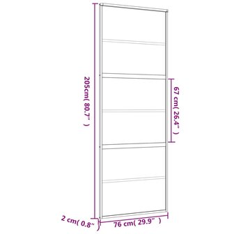 Schuifdeur 76x205 cm mat ESG-glas en aluminium goudkleurig 8