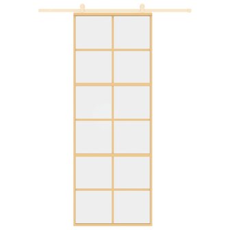 Schuifdeur 76x205 cm helder ESG-glas en aluminium goudkleurig 3