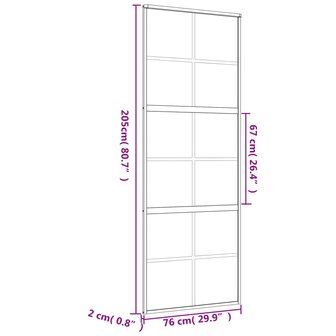 Schuifdeur 76x205 cm helder ESG-glas en aluminium goudkleurig 8