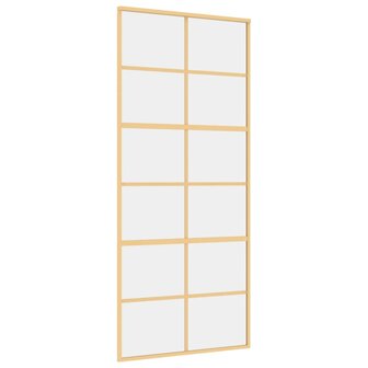 Schuifdeur 90x205 cm helder ESG-glas en aluminium goudkleurig 2