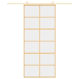 Schuifdeur 90x205 cm helder ESG-glas en aluminium goudkleurig 3