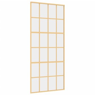 Schuifdeur 90x205 cm helder ESG-glas en aluminium goudkleurig 2