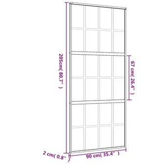 Schuifdeur 90x205 cm helder ESG-glas en aluminium goudkleurig 8