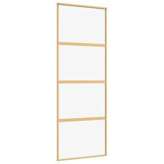 Schuifdeur 76x205 cm helder ESG-glas en aluminium goudkleurig 2