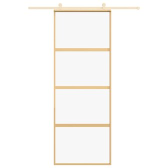 Schuifdeur 76x205 cm helder ESG-glas en aluminium goudkleurig 3