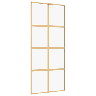 Schuifdeur 90x205 cm helder ESG-glas en aluminium goudkleurig 2