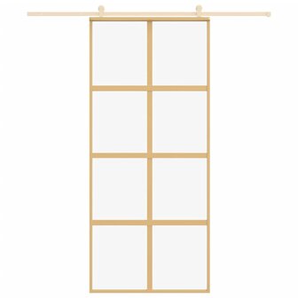 Schuifdeur 90x205 cm helder ESG-glas en aluminium goudkleurig 3