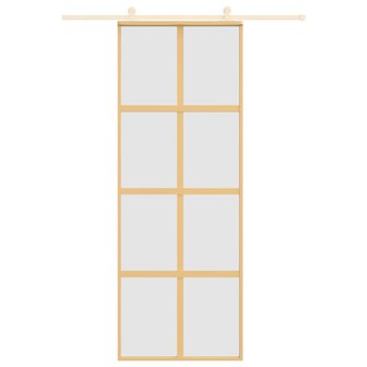 Schuifdeur 76x205 cm mat ESG-glas en aluminium goudkleurig 3