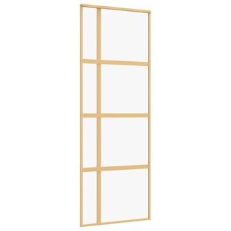 Schuifdeur 76x205 cm helder ESG-glas en aluminium goudkleurig 2