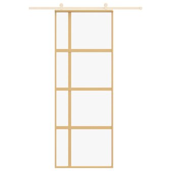 Schuifdeur 76x205 cm helder ESG-glas en aluminium goudkleurig 3