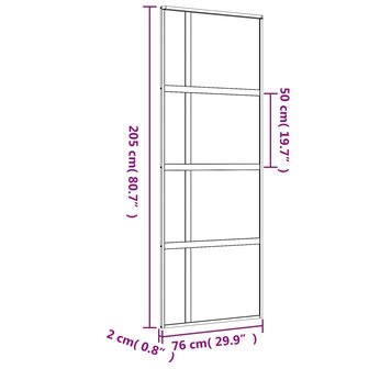 Schuifdeur 76x205 cm helder ESG-glas en aluminium goudkleurig 8