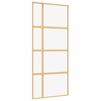 Schuifdeur 90x205 cm helder ESG-glas en aluminium goudkleurig 2