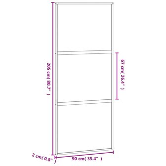 Schuifdeur 90x205 cm gehard glas en aluminium zwart 8