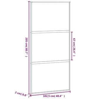 Schuifdeur 102,5x205 cm gehard glas en aluminium zwart 8