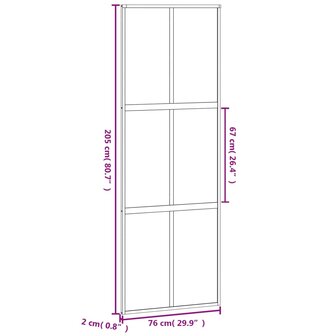 Schuifdeur 76x205 cm gehard glas en aluminium zwart 8